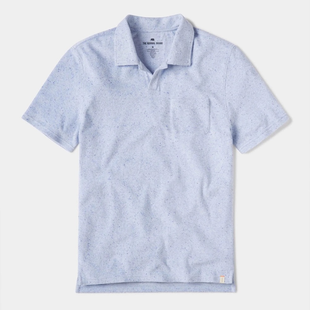 The Normal Brand Terry Towel Polo in Navy, Men’s Size L
